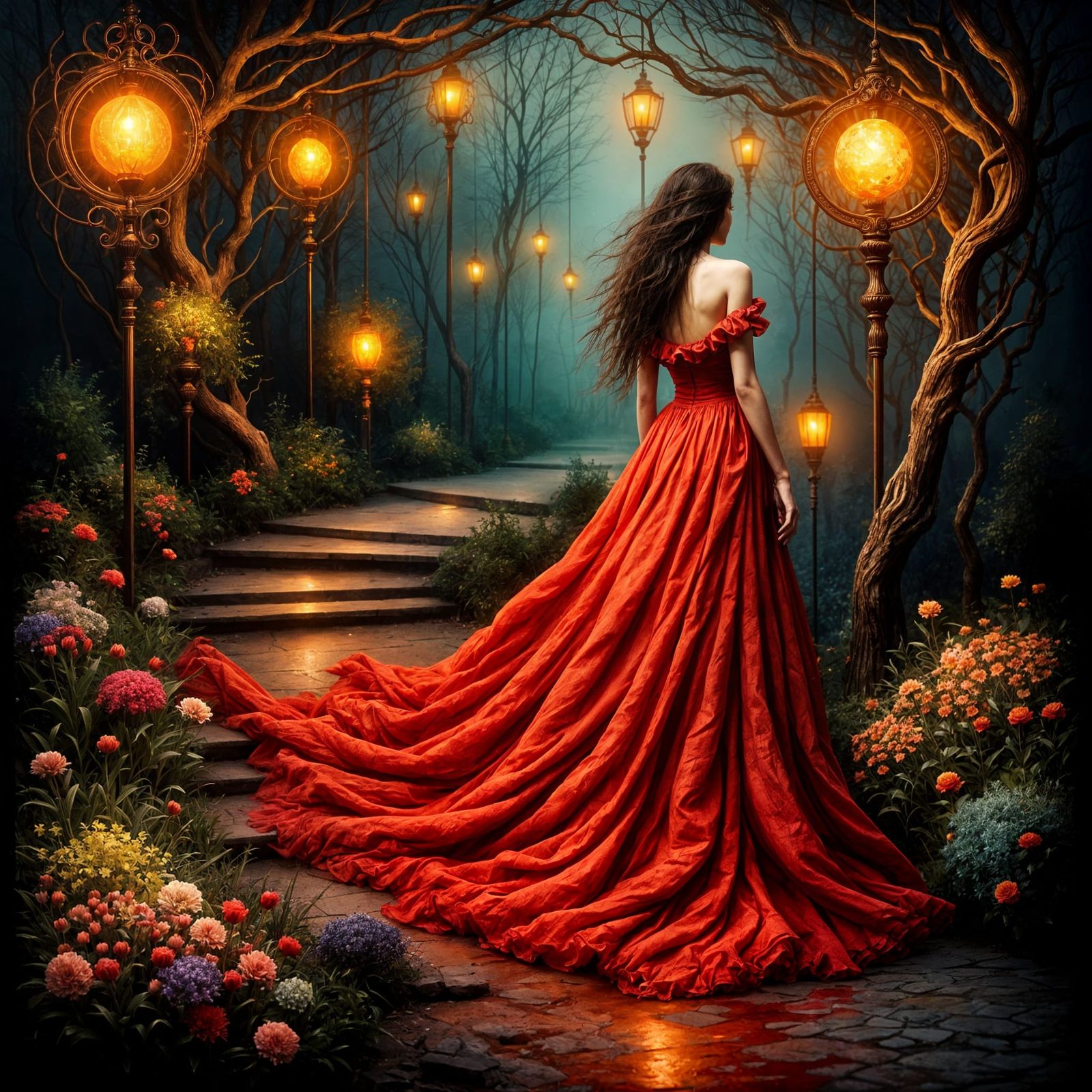 Glowing Goddess Descends Nightly Steps