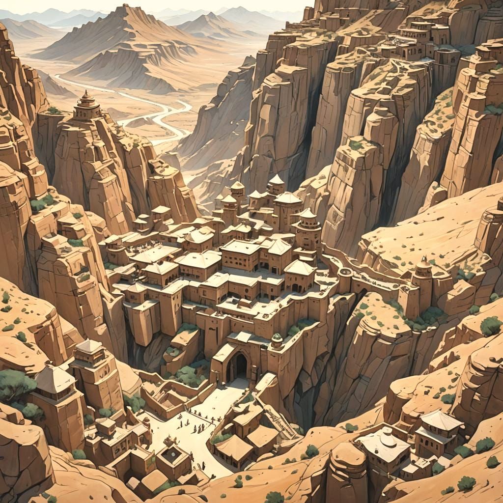 Central Asian Fort on the Silk Road: Fantasy Landscape