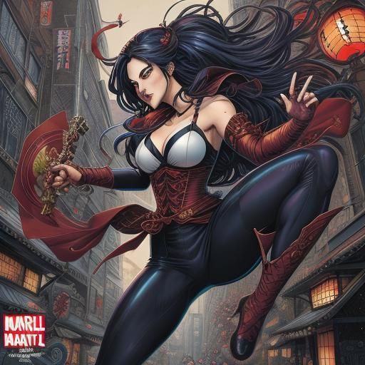 Japanese Gothic Girl Falling in Love: Comic Book Art