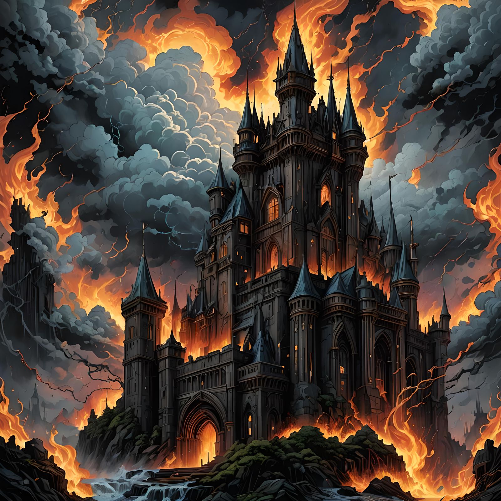 Gothic Castle in Stormpunk Darkwave Style