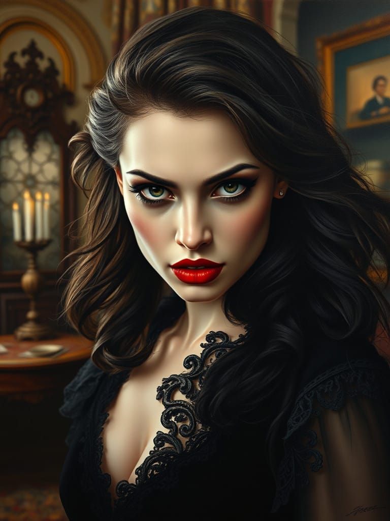 Ethereal Victorian Vampire in a Gothic Paradise