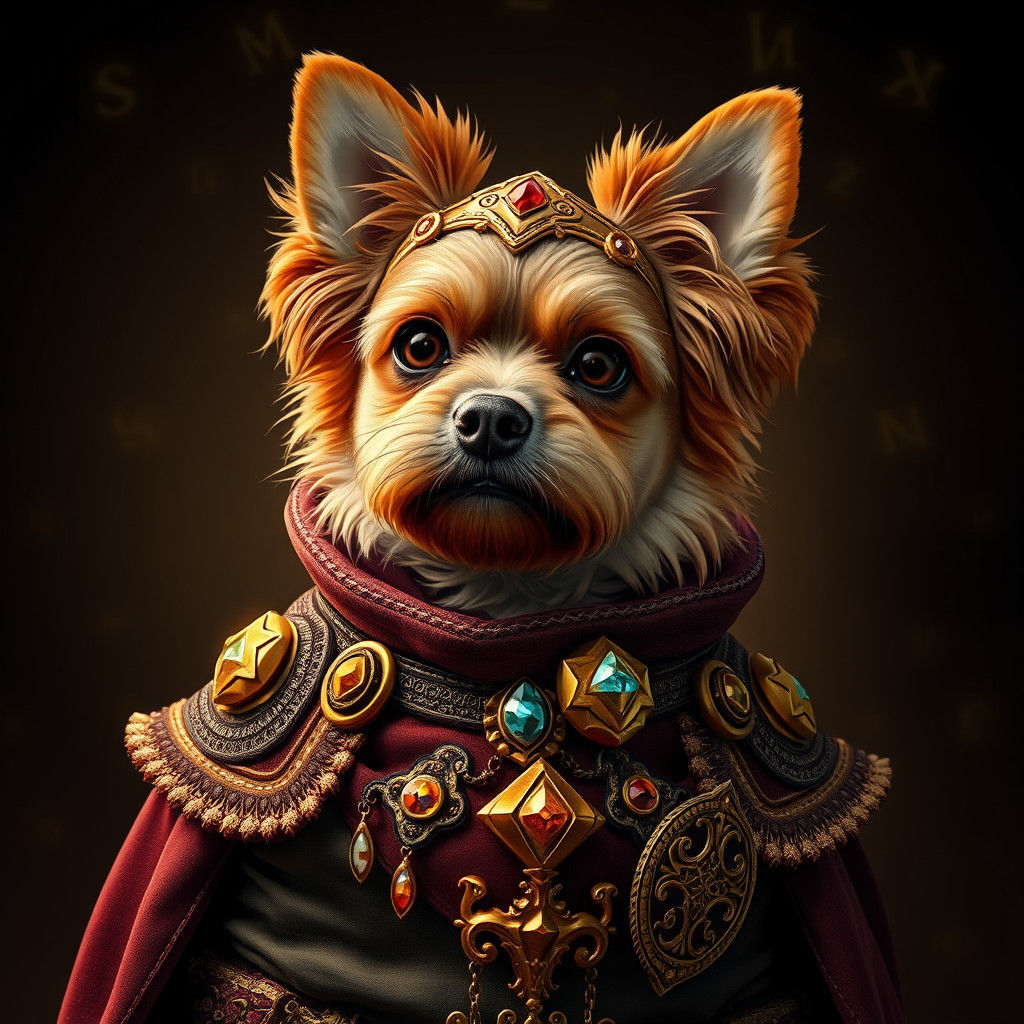 Dog King in Medieval Costume, Fantasy Art