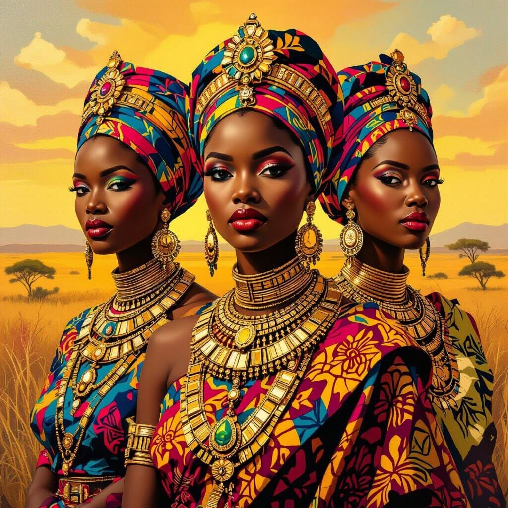 Regal African Queens in Vibrant Attire