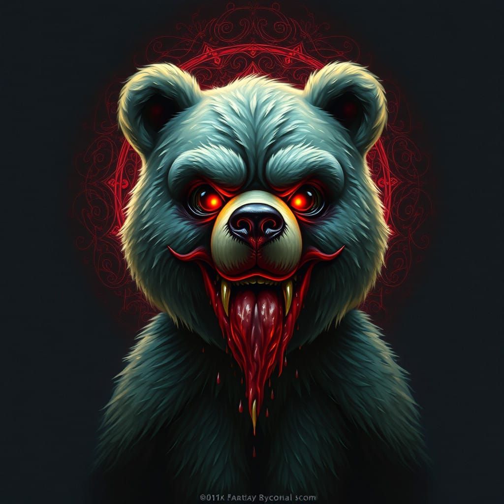Ethereal Care Bear Transforms into Dark Fantasy Creature