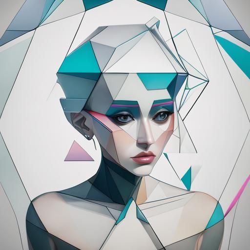 Geometric Female Portrait in Pastel Acrylic Glass