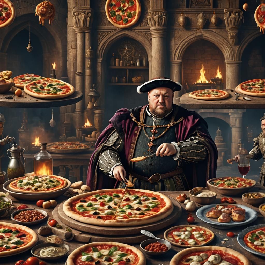 Henry VIII: Pizza Chef, Detailed Matte Painting