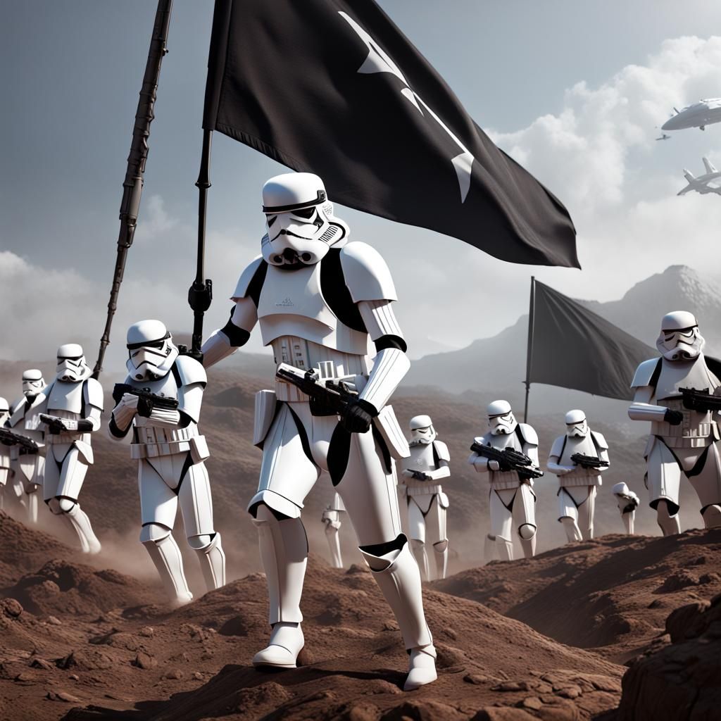 Imperial Stormtrooper Plants Flag: Matte Painting