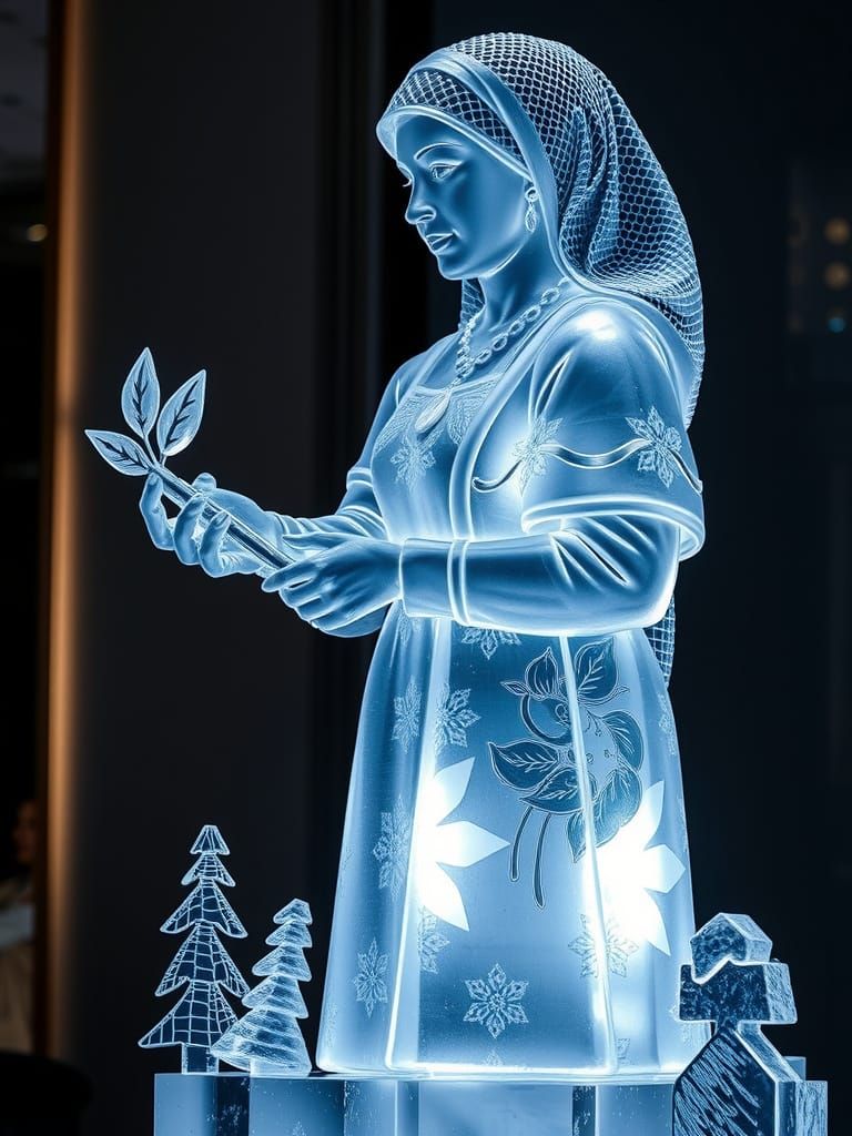 Palestinian Woman in Ice Sculpture: A Symbol of Strength and...