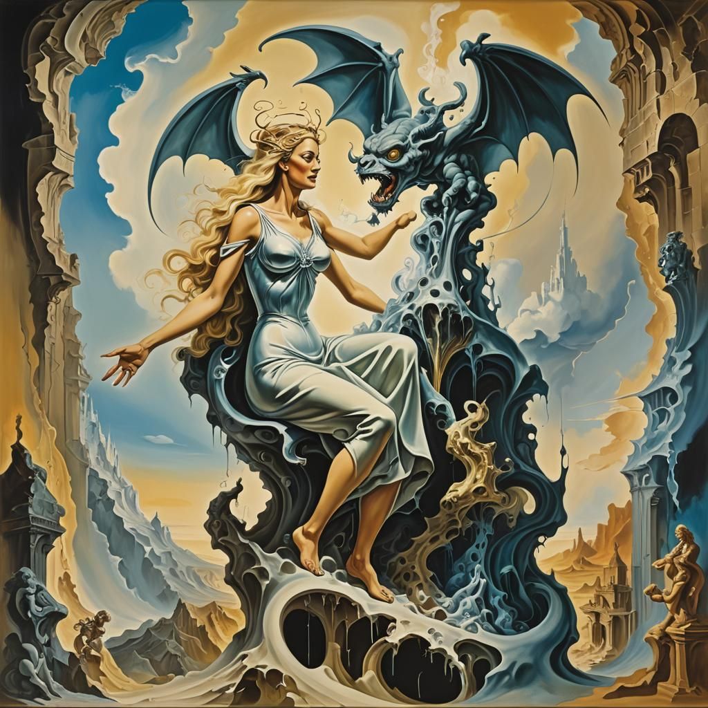 Surreal Tornado Saint in Salvador Dali Style