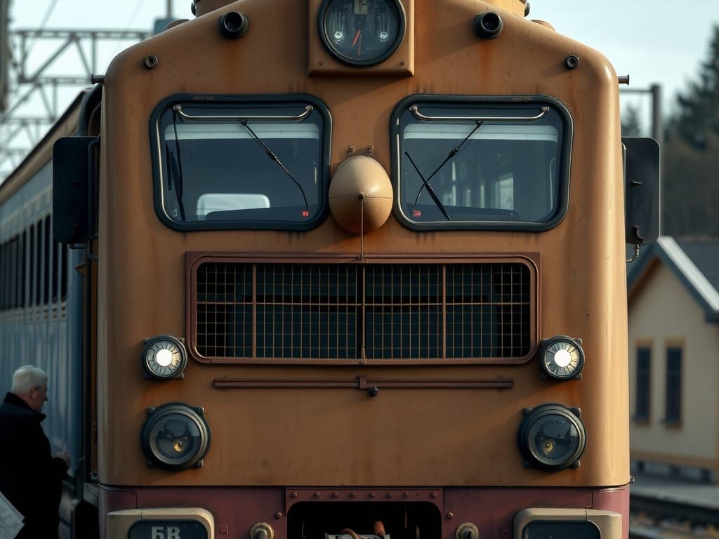 Train in Sweden with a Human Face Accidentally Formed by Det...