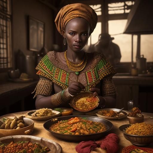 Hyperrealistic African Food Still Life in Sharp Focus