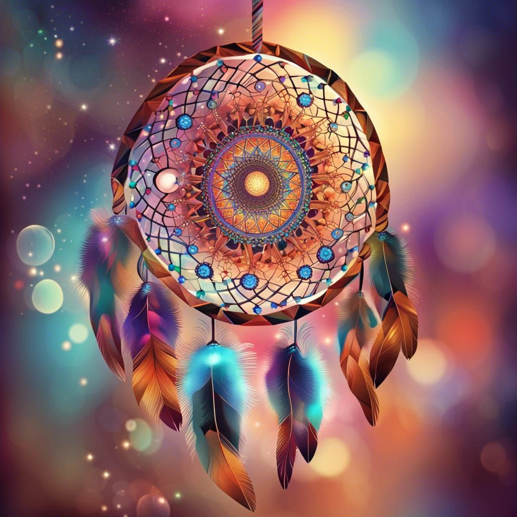 Detailed Aboriginal Dreamcatcher with Cosmic Elements