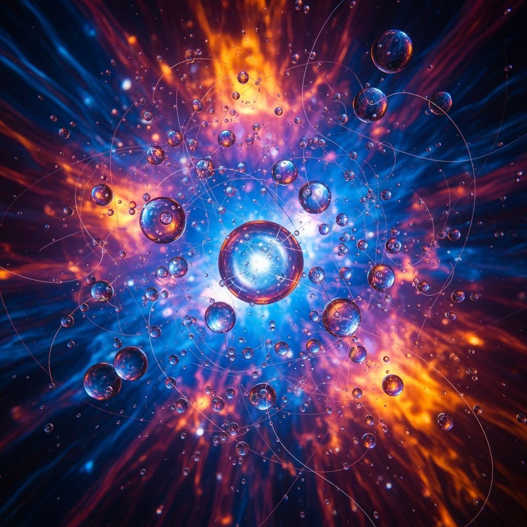 Abstract Vortex of Glowing Spheres and Light Tendrils