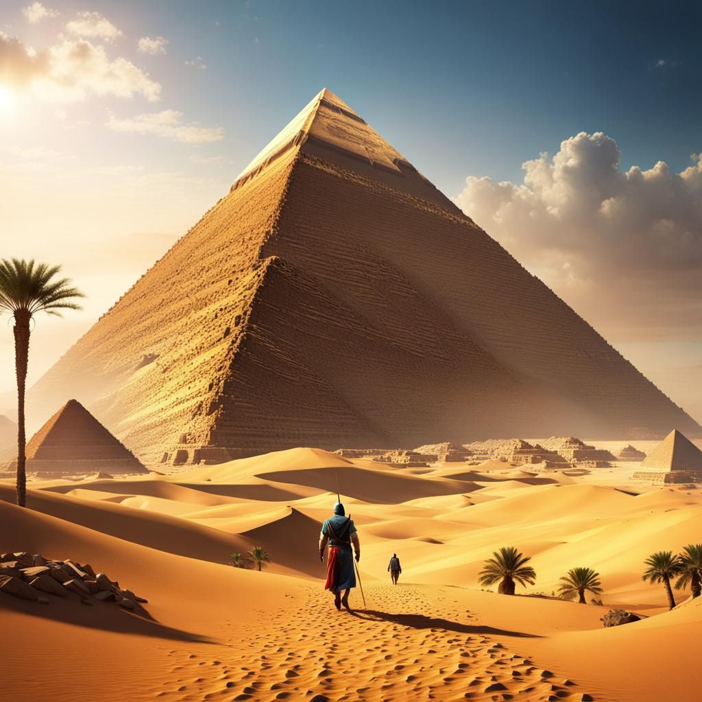 Norwegian Man Walks Towards Egyptian Pyramids