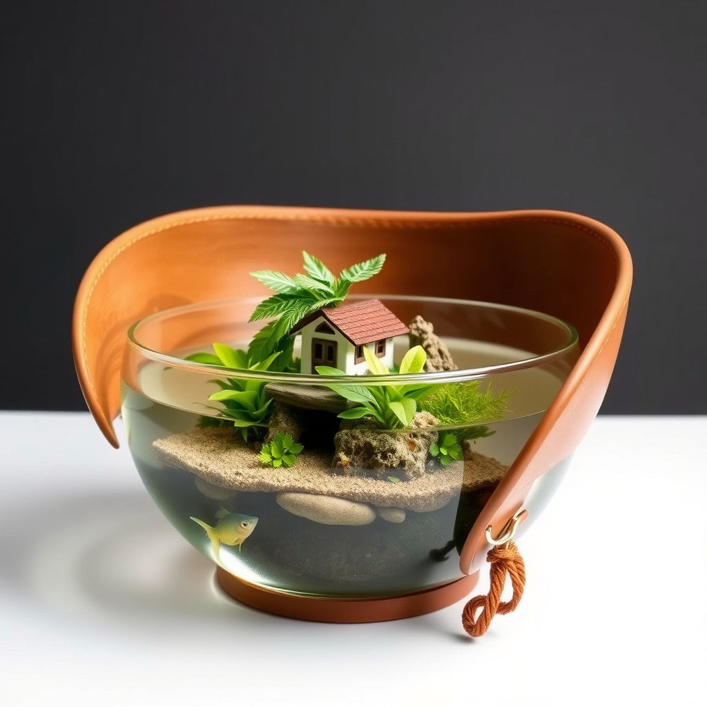 Cowboy Hat Fishbowl with Tropical Oasis