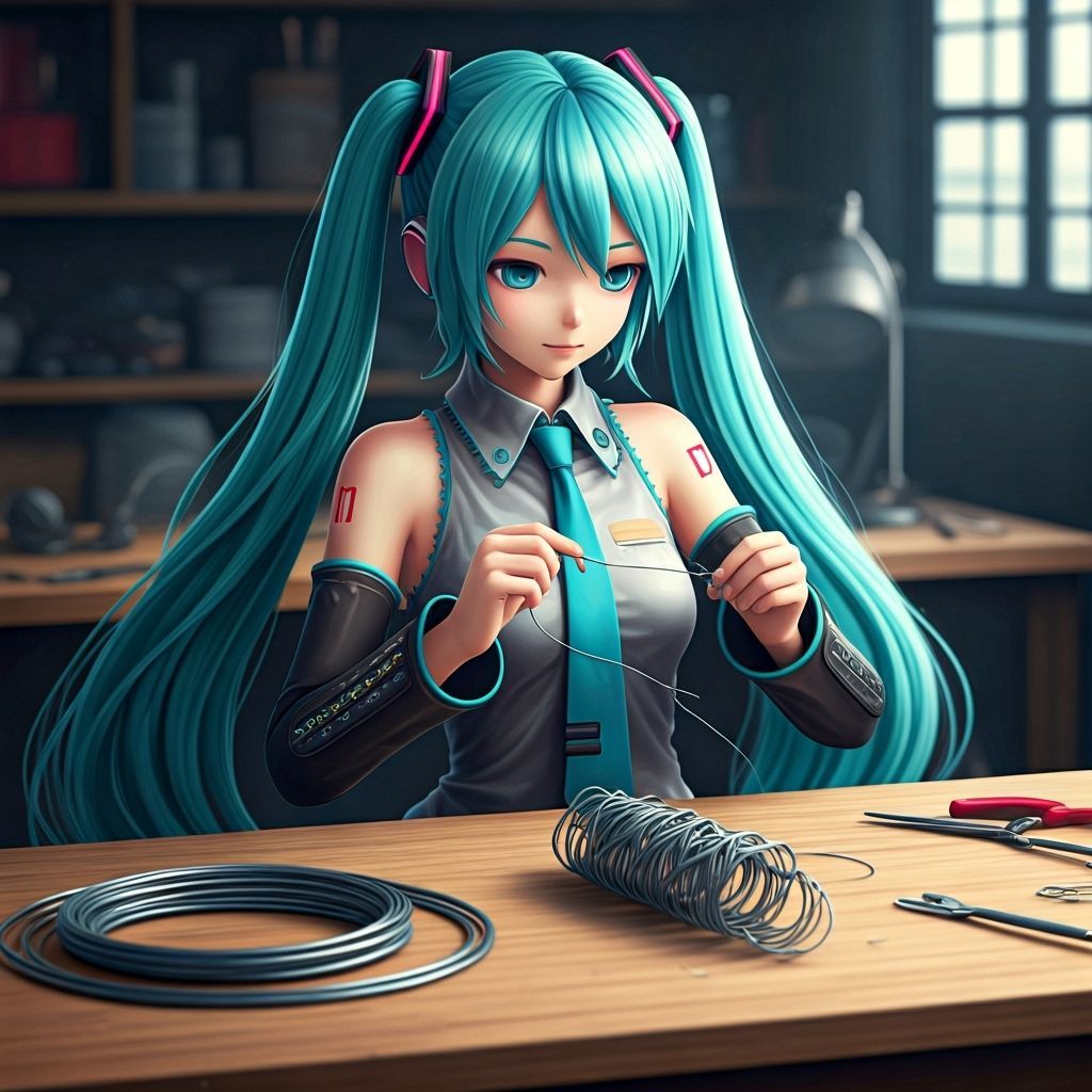 Hatsune Miku Creates Abstract Wire Sculpture in 3D Anime Sty...