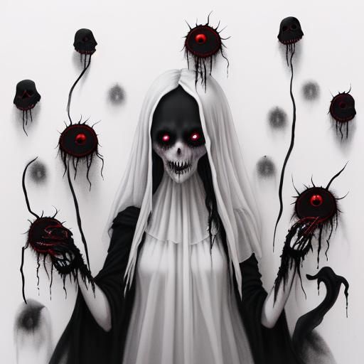 Ghostly Nightmare Dark Fantasy in Charcoal Sketch Style