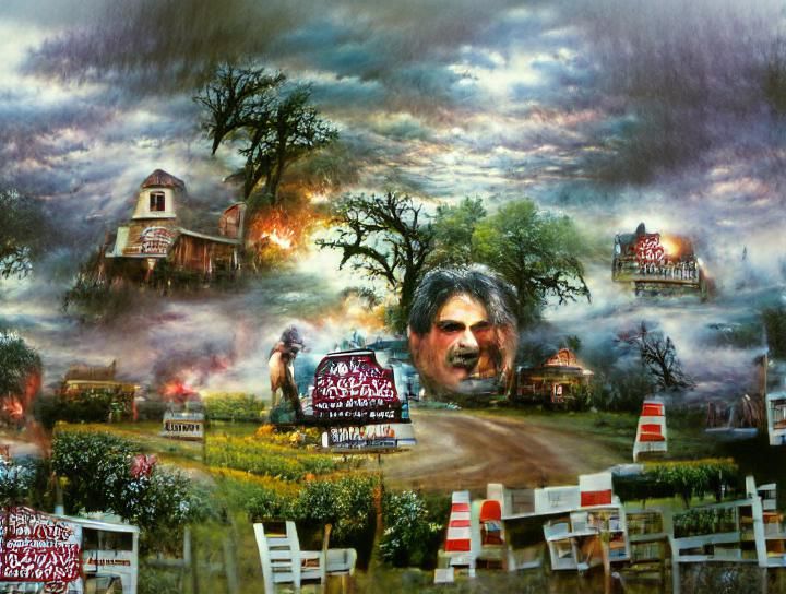 Idyllic Horror Scene with Chainsaw Massacre Elements
