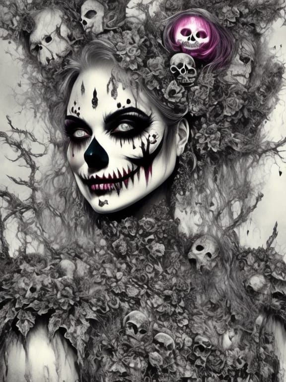 Creepy Clown Ghost Woman Bride