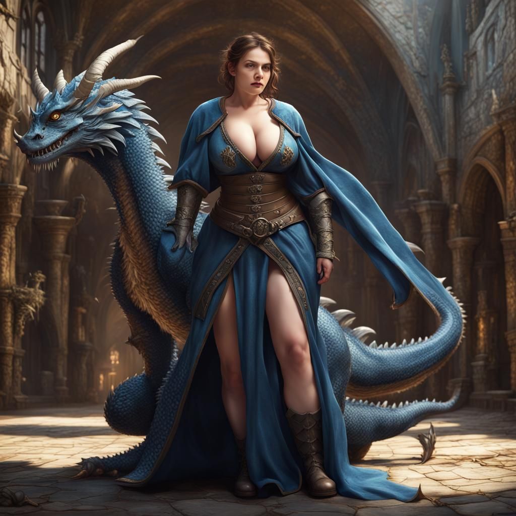 Medieval Woman Rides Dragon: Dark Fantasy Art