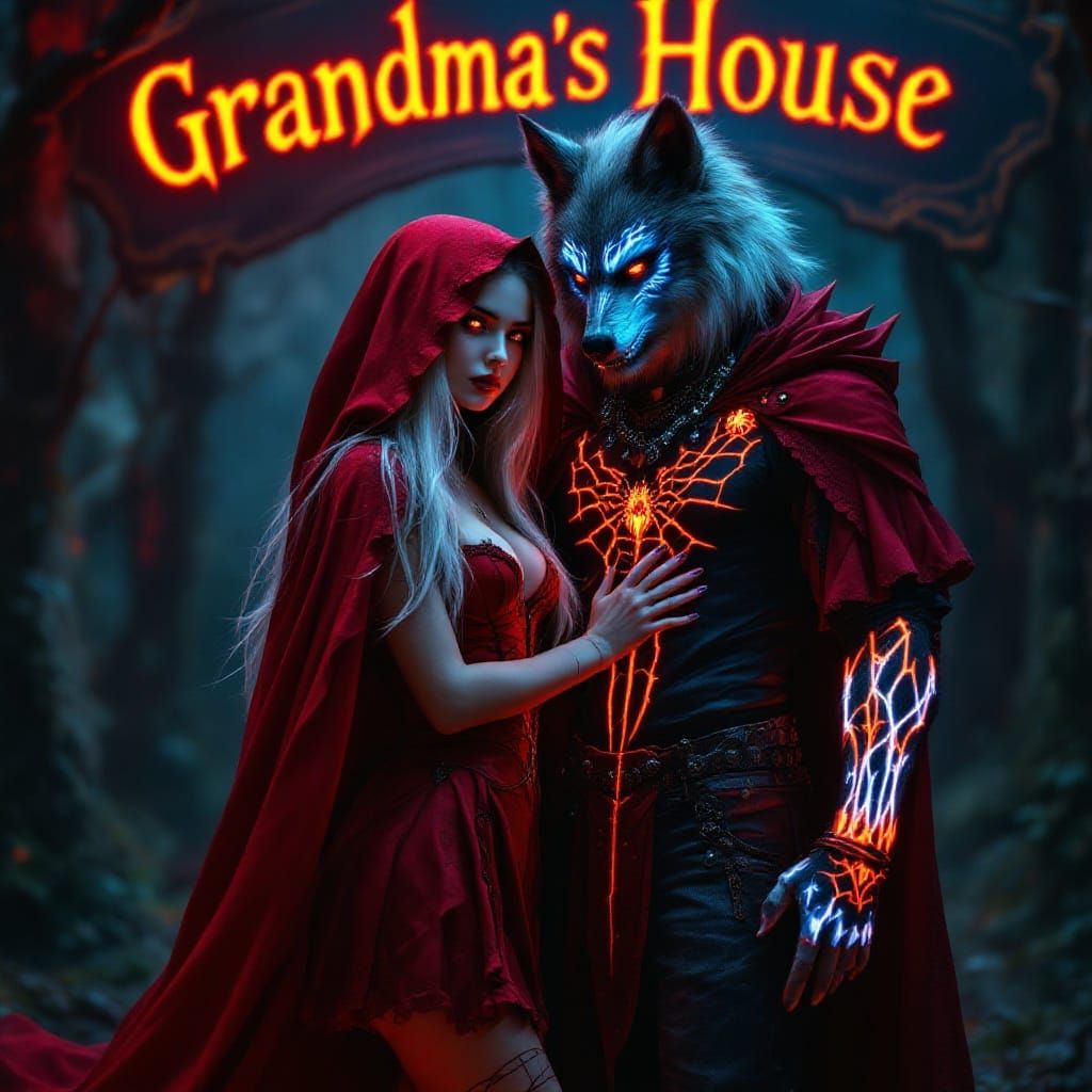 Ethereal Goth Red Riding Hood and Big Bad Wolf in Whimsical ...