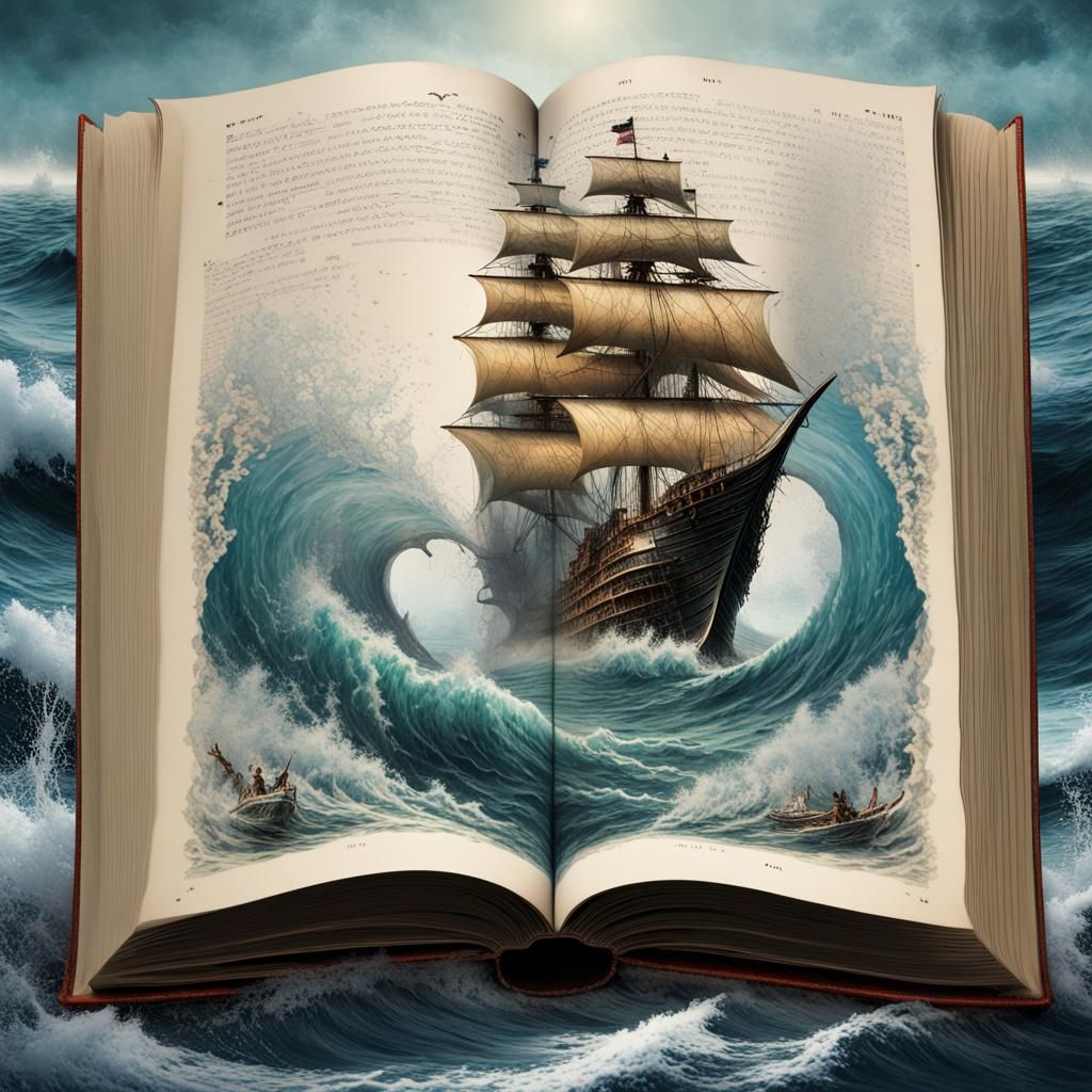 Fantasy Water World Emerging from Open Book