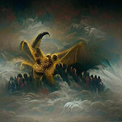 Terrifying Three-Headed Dragon in a Gothic Horror Style