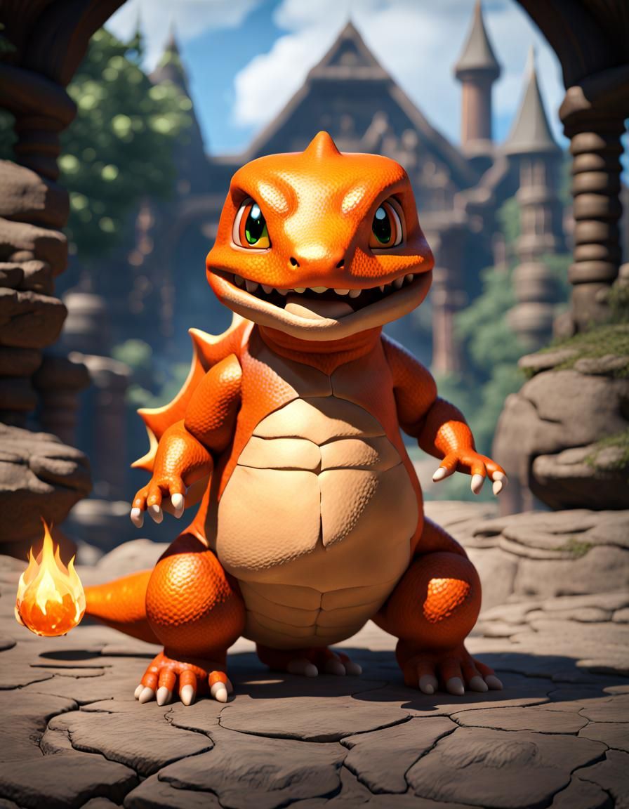 Dwarf Princess Charmander in Cinematic Photorealism