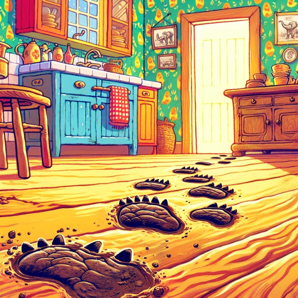 Elephant Footprints Lead to Cozy Kitchen