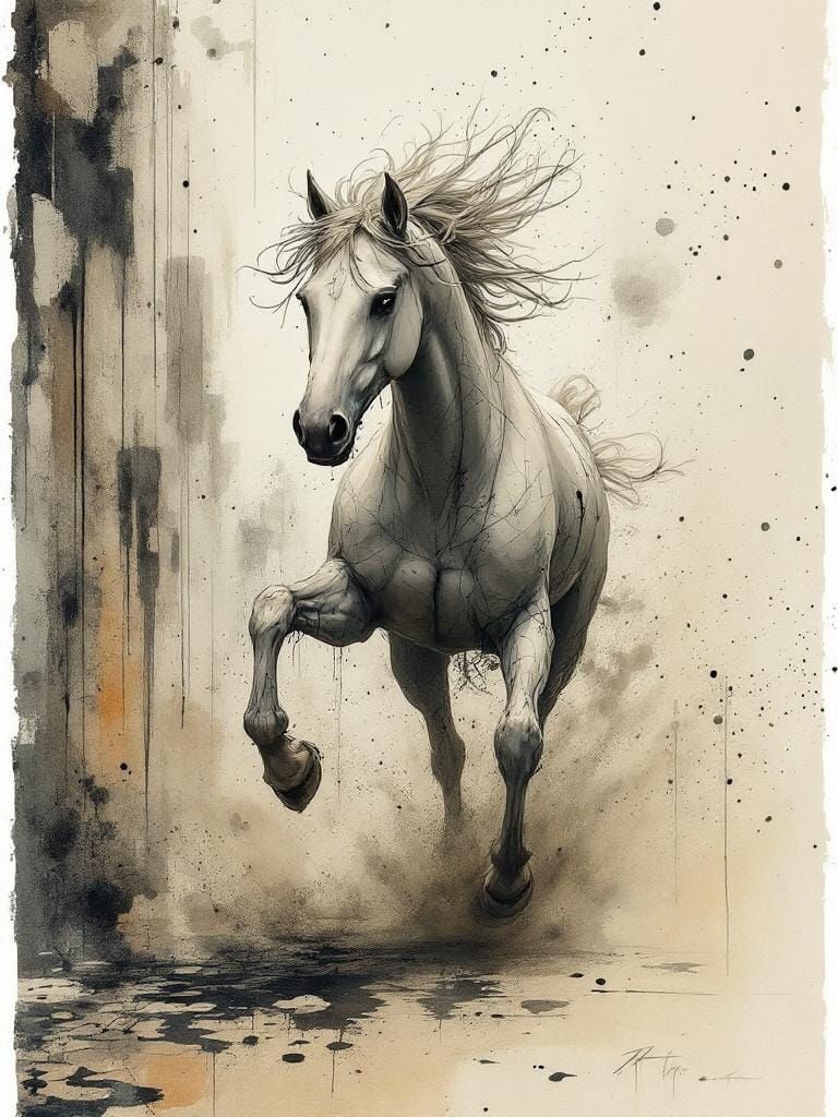 Horse Running Free in Amano-Steadman Fusion Style