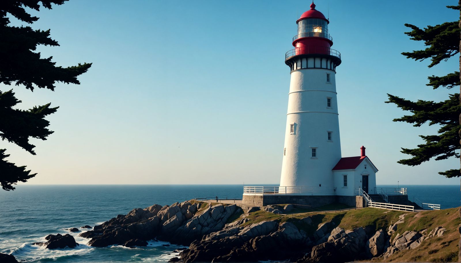 Hyperrealistic Lighthouse by the Ocean in HDR
