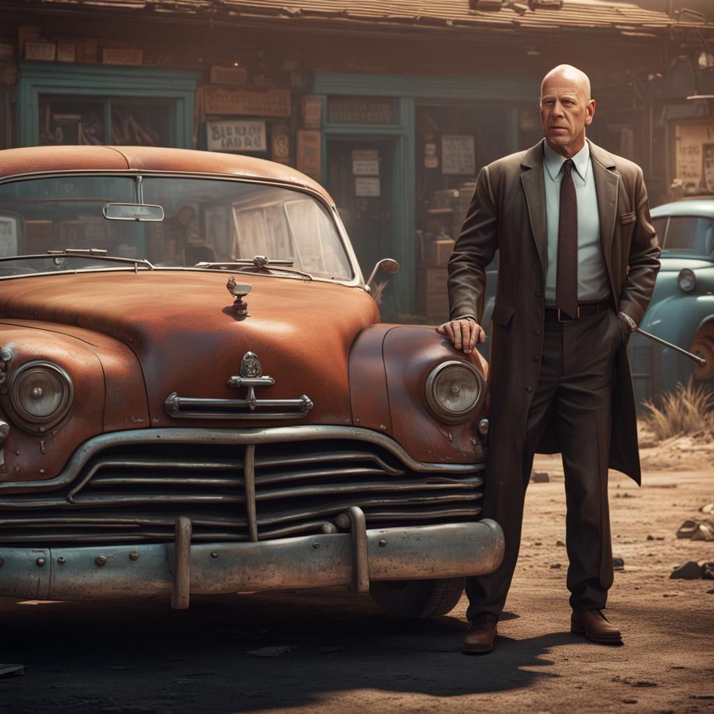 Bruce Willis as Used Car Salesman: Digital Art