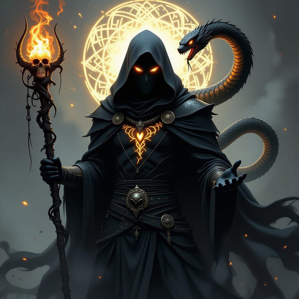 Serpent Warlock in Dark Fantasy Style