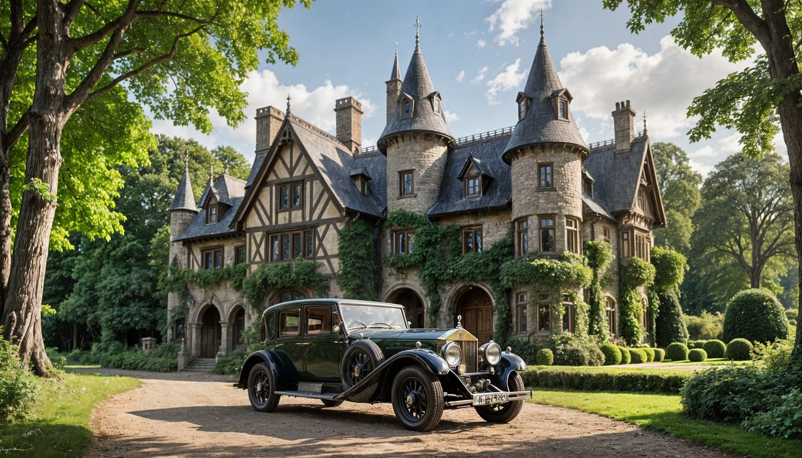 Luxurious 1918 Rolls Royce in Whimsical Woodland Setting