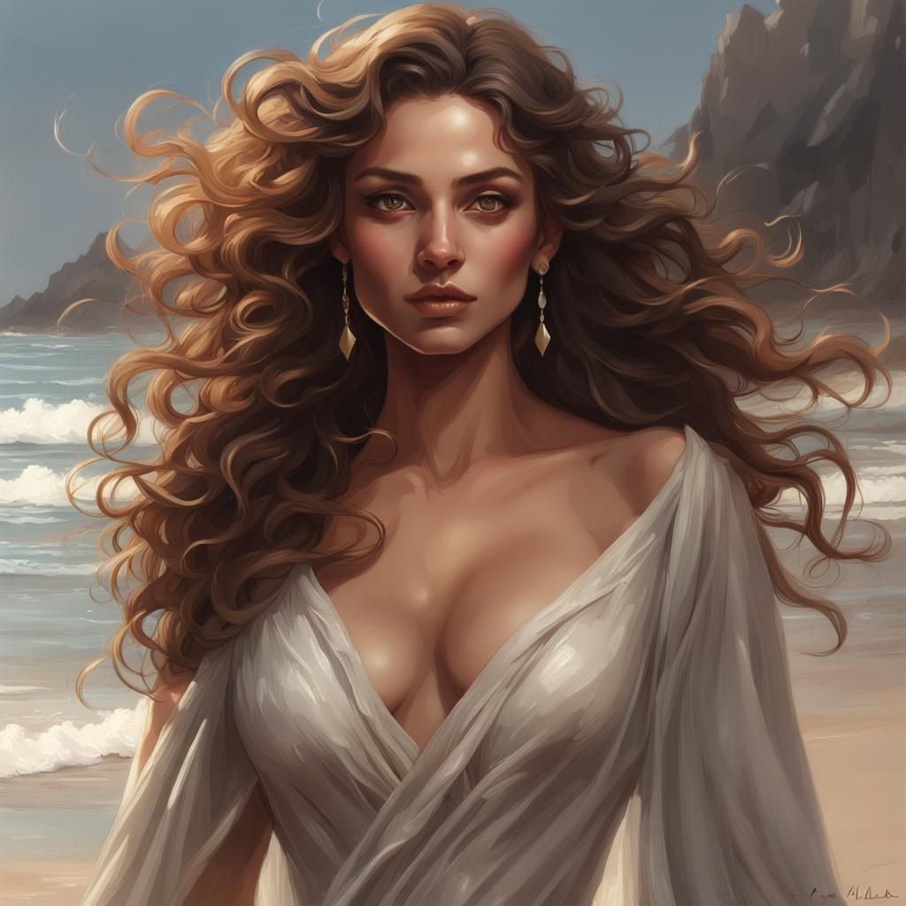 Water Goddess Portrait in Hyperdetailed Digital Art