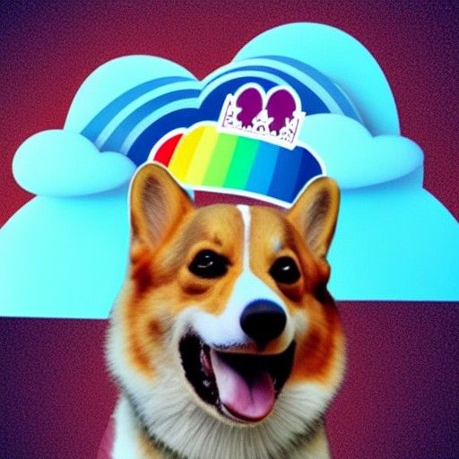 Corgi with Crown Runs on Rainbow Bridge