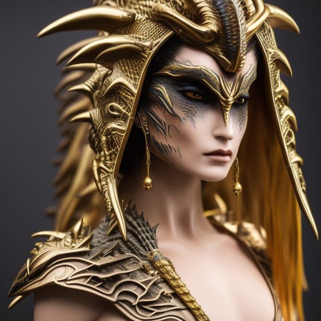 Golden Dragon Goddess in Egyptian Temple