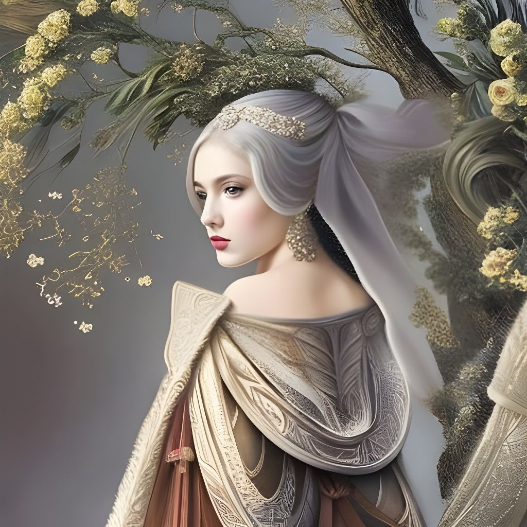 Beautiful Blonde Woman Portrait in Hyperdetailed Style