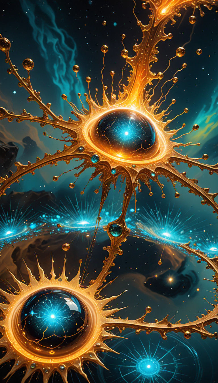 Vibrant Iridescent Cosmic Vortex in Oil Painting Style