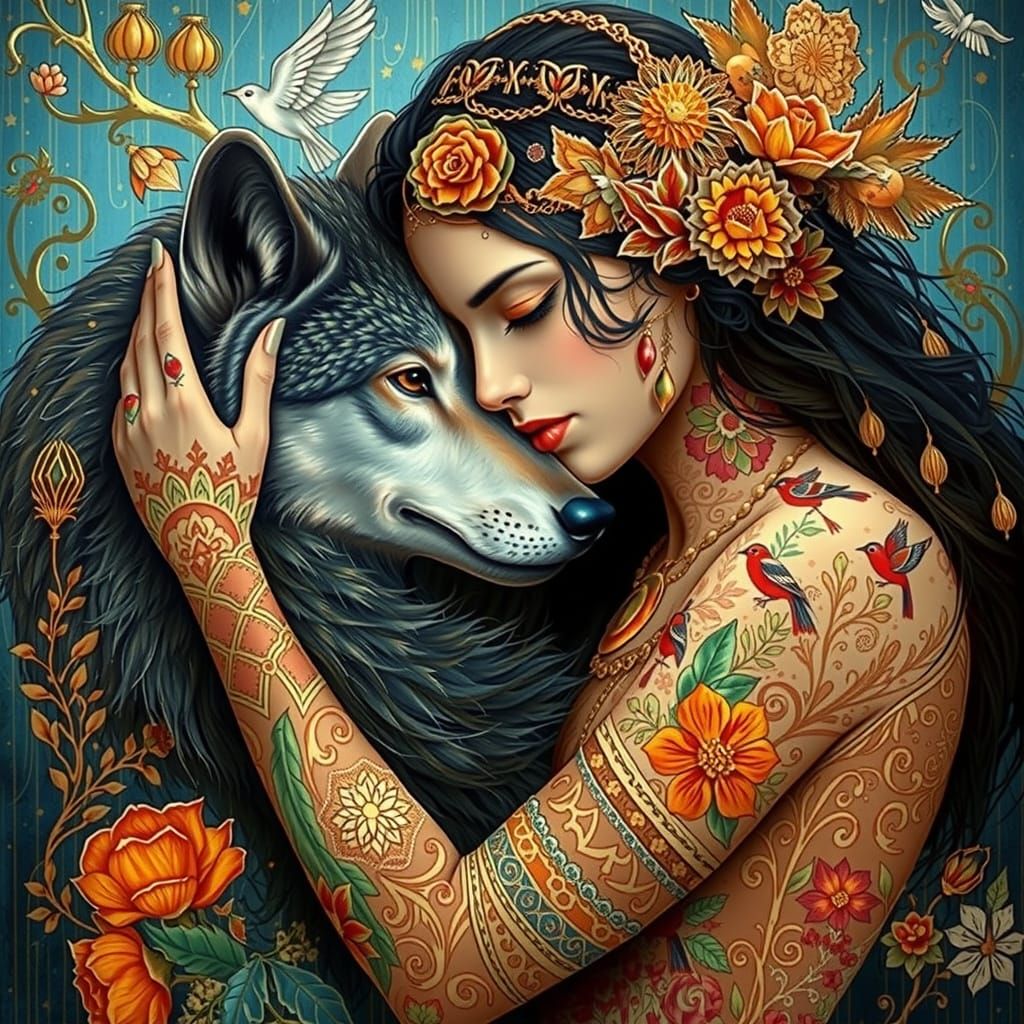 Digital painting and fantasy Art Nouveau style.