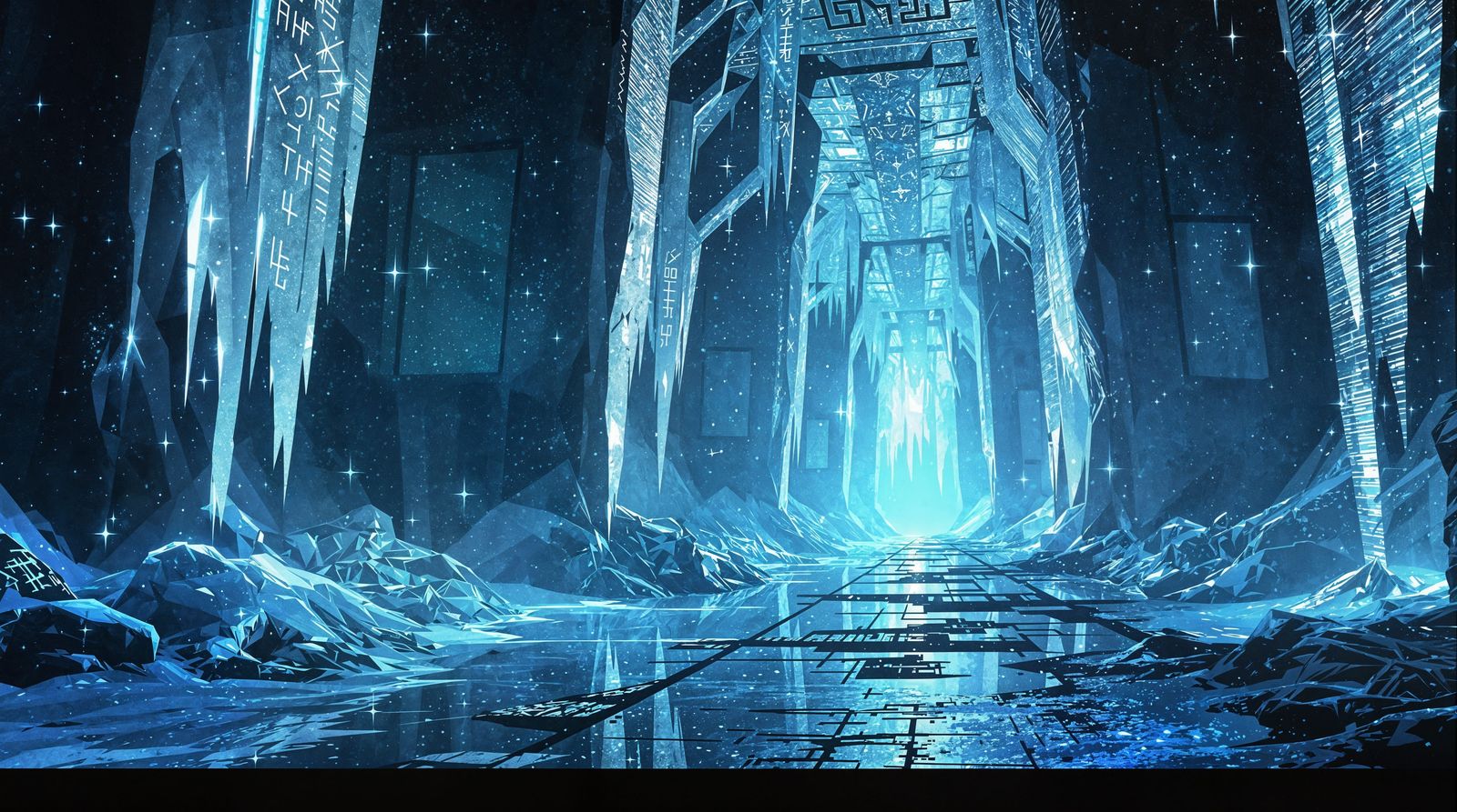 Glitch-Warped Frost Monarch Reigns in Winter Realm