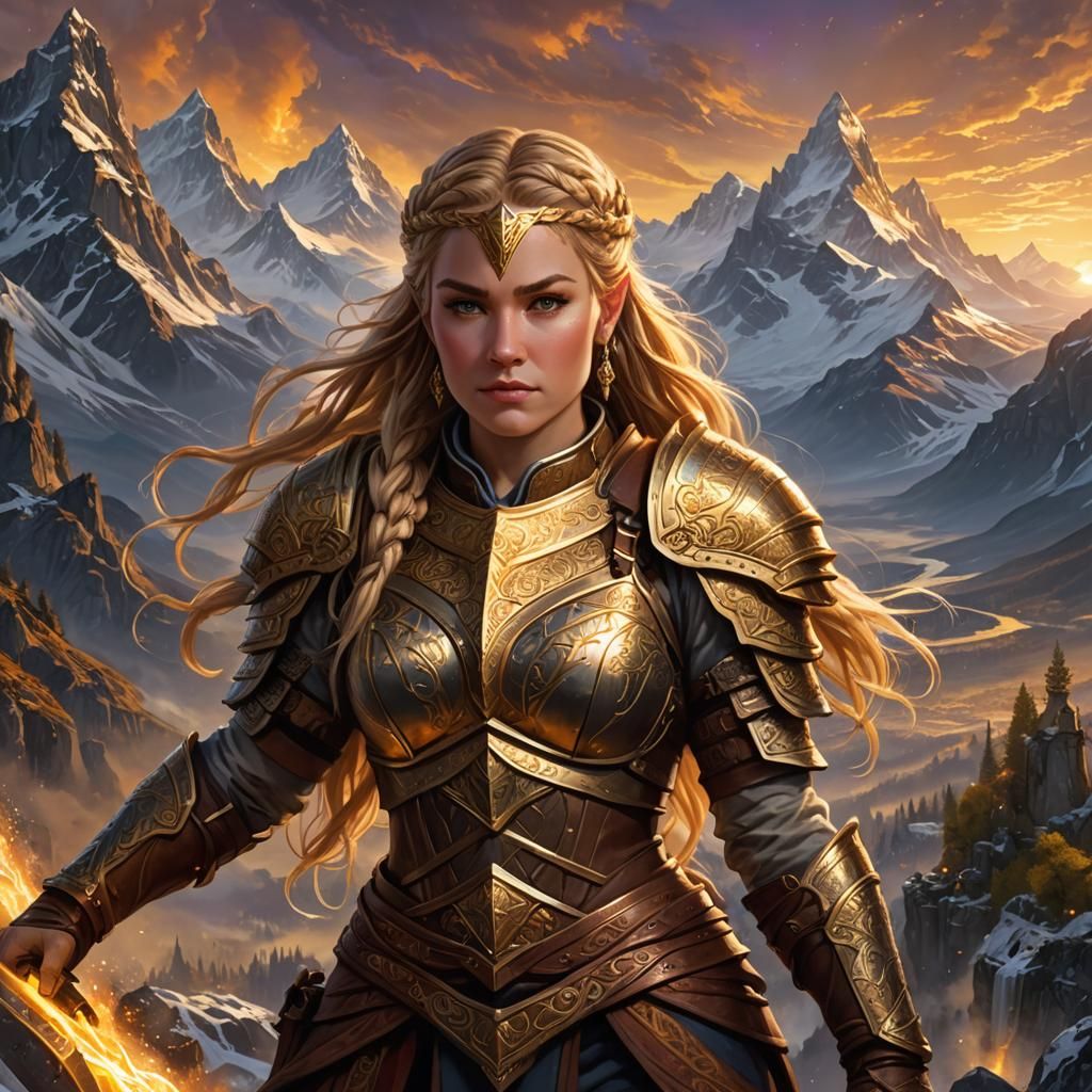 Female Dwarven Warrior in High Fantasy Setting