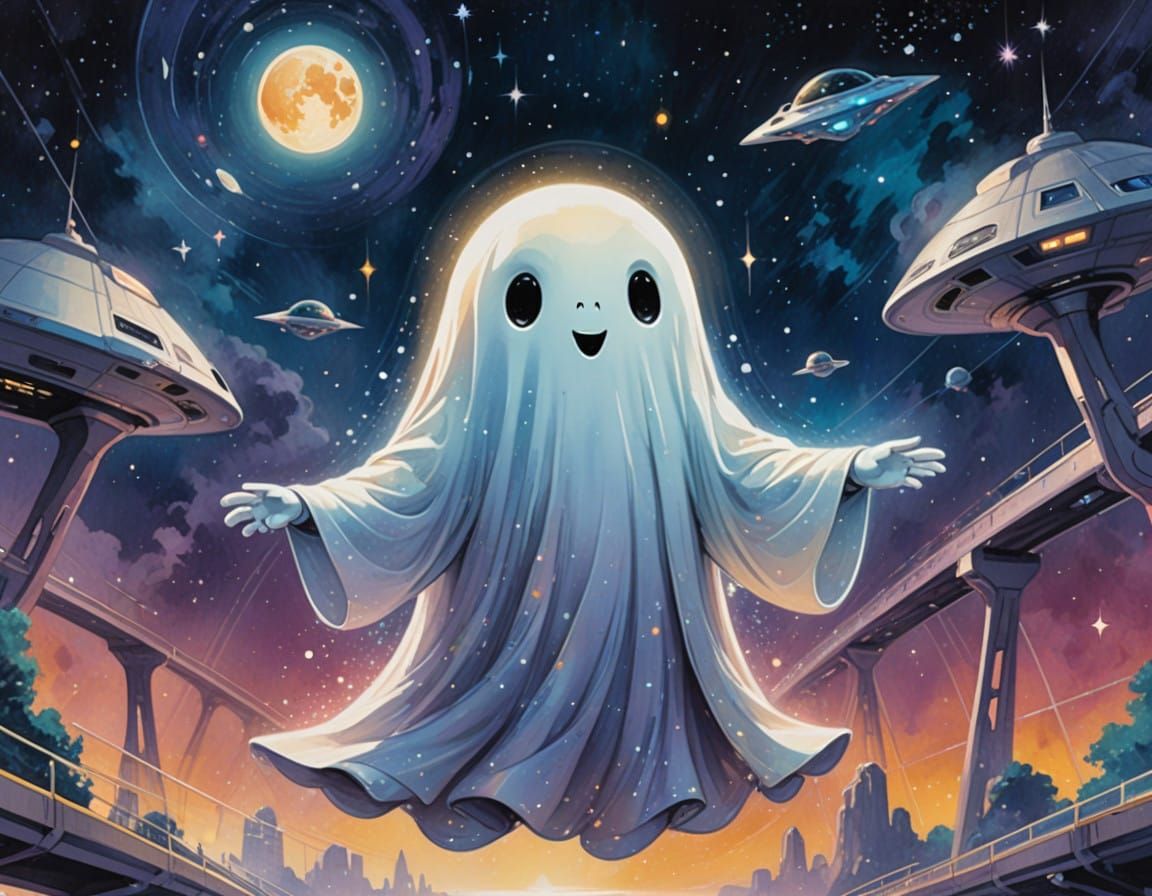 Ethereal Starfleet Spirit soars in a Vibrant, Futuristic Gal...