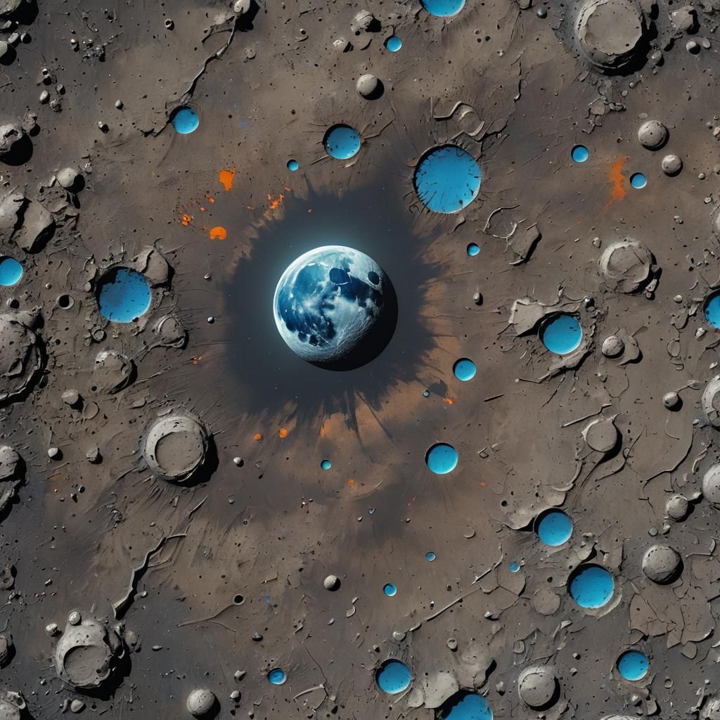 Vibrant Graffiti Tag on the Moon in Fantasy Style