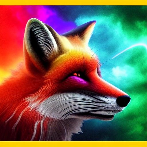 Rainbow Fox in Epic Digital Matte Painting