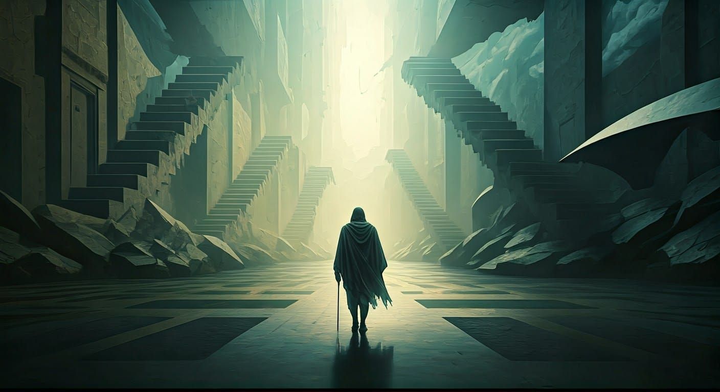 Ethereal Wanderer in Shimmering Expanse