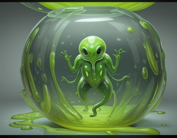 Alien Cocoon Trapping a Being in a Thick, Slimy Membrane