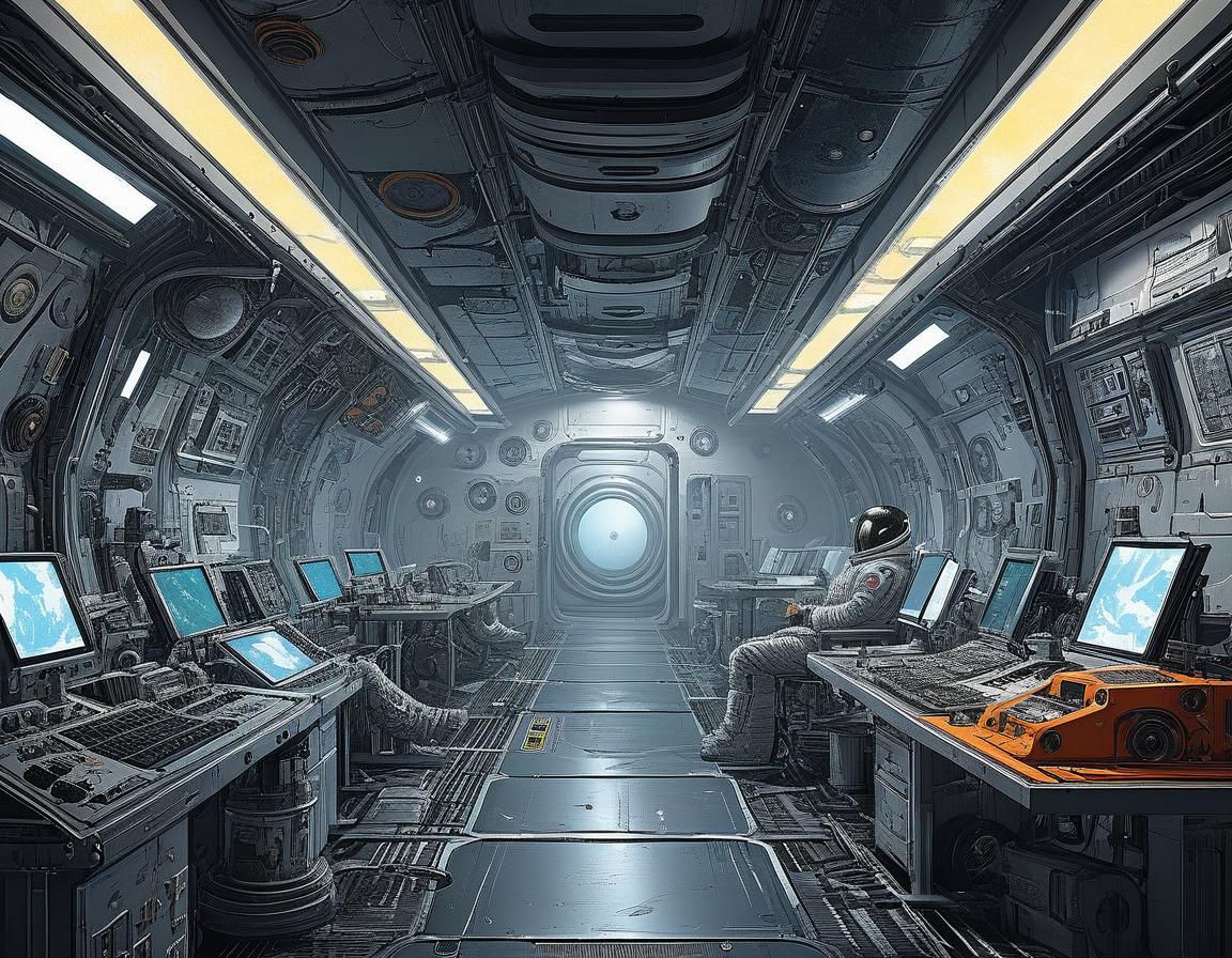 Futuristic Space Base in Graphic Manga Style