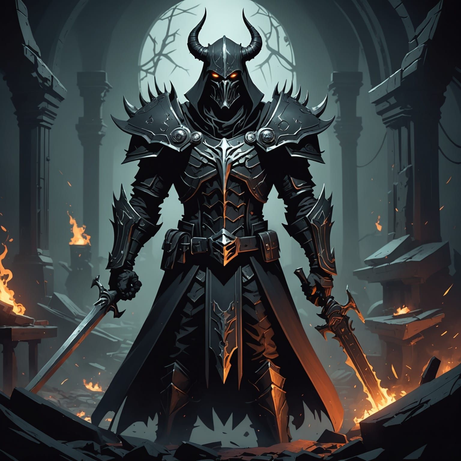 Grimdark Scene in Anime Style