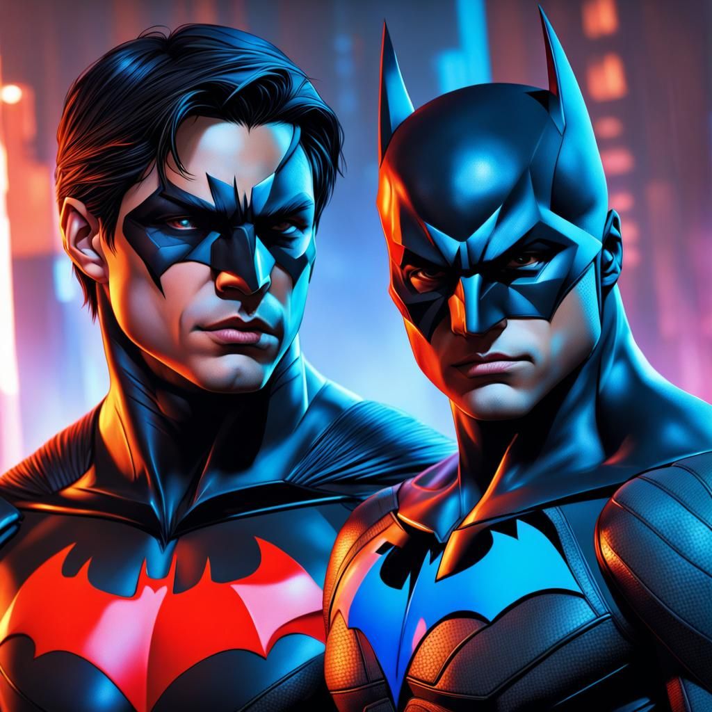 Batman Beyond and Future Nightwing Splash Art
